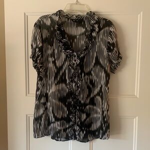Style & Co. Monochrome Ruffle Blouse